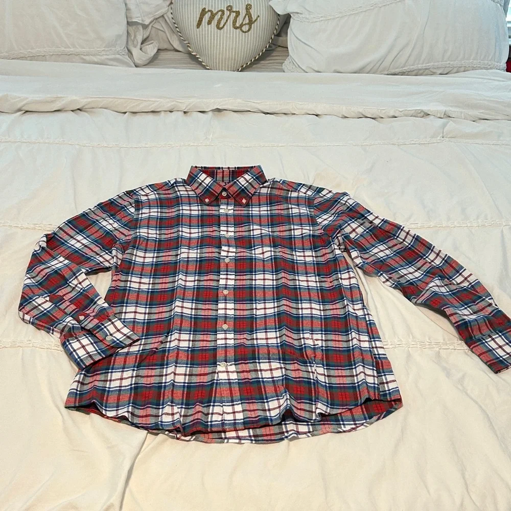 Men's Red and Blue Plaid Shirt - Picture 1 of 2
